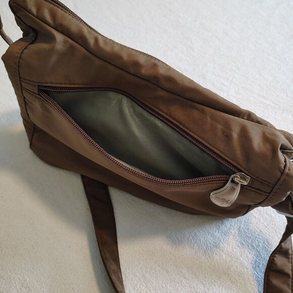 Ameribag Crossbody Shoulder Bag Small Brown Nylon Adjustable Strap Travel Purse - Picture 5 of 8